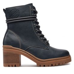 Botki s.Oliver. Niebieskie botki damskie S.Oliver, bez wzorów, bez obcasa, na słupku, bez zapięcia. Za 399.99 zł.