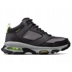 Buty trekkingowe na co dzień męskie SKECHERS BULLDOZER wysokie skóra. Czarne trekkingi męskie Skechers, ze skóry, bez zapięcia. Za 379.00 zł.