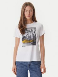 DKNY T-Shirt DJ6T1748 Biały Regular Fit. Białe t-shirty damskie DKNY, xl, bez wzorów, z bawełny, bez kołnierzyka, bez ramiączek. Za 259.99 zł.
