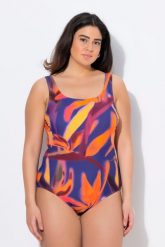 Damskie Strój kąpielowy bez miękkich miseczek okrągły dekolt. Czarne stroje kąpielowe damskie Ulla Popken, plus size, bez wzorów, z elastanu. Za 159.99 zł.