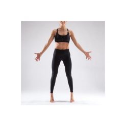 Legginsy do tańca nowoczesnego bezszwowe damskie czarne. Czarne legginsy damskie DOMYOS, bez wzorów, z elastanu. Za 39.99 zł.