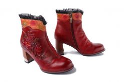 LAURA VITA 0006500 Oxaneo 54 rouge, botki damskie. Czerwone botki damskie Laura Vita, na zimę, bez wzorów, z polaru, bez obcasa, na obcasie, bez zapięcia. Za 499.90 zł.