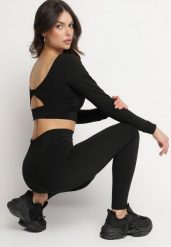 Czarny Komplet Sportowy Legginsy i Bluzka z Odkrytymi Plecami Dasalla. Czarne legginsy damskie Born2be, s, bez wzorów, z podwyższonym stanem, długie, na fitness i siłownię. Za 84.99 zł.