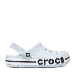 Klapki Crocs. Niebieskie klapki damskie Crocs, bez wzorów, bez obcasa, bez zapięcia. Za 229.99 zł.