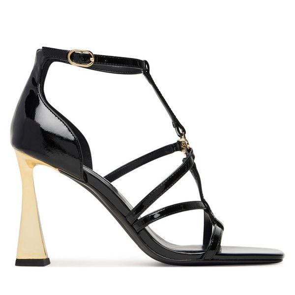 Sandały KARL LAGERFELD. Czarne sandały damskie KARL LAGERFELD, bez wzorów, bez obcasa, na słupku, bez zapięcia. Za 409.99 zł.