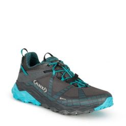 Buty sportowe trekkingowe damskie Aku Flyrock Gore-tex. Czarne obuwie sportowe damskie Aku, bez wzorów, z gore-texu, bez zapięcia, trekkingowe, gore-tex. Za 389.00 zł.