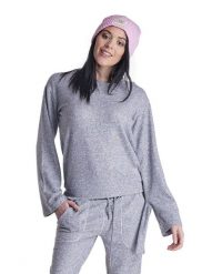 Damska bluza z okrągłym dekoltem i sznurowanymi cekinami. Szare bluzy damskie LEONE 1947 APPAREL, l, bez wzorów, z materiału, sportowe, bez ramiączek, z kapturem. Za 84.16 zł.