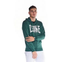Męska zapinana na zamek bluza z kapturem Leone 1947 Apparel. Zielone bluzy męskie LEONE 1947 APPAREL, l, bez wzorów, z tkaniny, sportowe, bez ramiączek, z kapturem. W wyprzedaży za 154.80 zł.