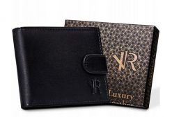 Portfel skórzany Rovicky [DH] N992L-P-GOAN czarny. Czarne portfele męskie ROVICKY, bez wzorów, ze skóry. Za 59.99 zł.