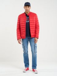 Kurtka męska pikowana czerwona Kamilos 603. Czerwone kurtki męskie BIG STAR, l, z aplikacjami, z materiału, eleganckie, bez kaptura. W wyprzedaży za 259.99 zł.