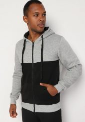 Jasnoszara Bluza z Dodatkiem Bawełny Wykończona Kapturem i Sznurkami Nevielle. Szare bluzy męskie Born2be, l, bez wzorów, z bawełny. Za 59.99 zł.
