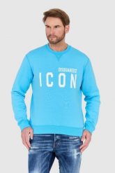 DSQUARED2 Niebieska bluza męska z dużym białym logo icon, Rozmiar S. Niebieskie bluzy męskie Dsquared2, l, bez wzorów, bez ramiączek, bez kaptura. W wyprzedaży za 899.99 zł.