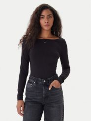 Tommy Jeans Bluzka DW0DW21548 Czarny Slim Fit. Czarne bluzki damskie Tommy Jeans, xl, bez wzorów, z bawełny, bez kołnierzyka, bez ramiączek. Za 239.99 zł.