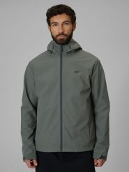 4F Kurtka softshell membrana 5000 męska - zielona L. Zielone kurtki męskie 4F, l, bez wzorów, z materiału, bez kaptura. Za 299.99 zł.