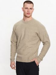 Calvin Klein Sweter K10K110401 Beżowy Regular Fit. Brązowe swetry męskie Calvin Klein, m, bez wzorów, z syntetyku, bez kołnierzyka, bez ramiączek. Za 349.99 zł.