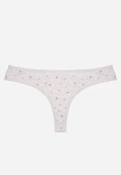 Jasnoszare Majtki Stringi z Bawełną w Kwiaty Calylia. Szare majtki damskie Born2be, z bawełny. Za 5.99 zł.