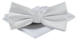 Mucha Męska w Zestawie z Poszetką - Alties - Jednolita, Biała. Białe krawaty i muchy Alties, bez wzorów, eleganckie. Za 65.00 zł.