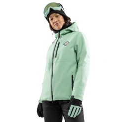 Damska kurtka snowboardowa Sporty zimowe Siroko W2-W Emerald. Zielone kurtki sportowe damskie SIROKO, na zimę, bez wzorów, z softshellu, bez ramiączek, bez kaptura, narciarskie. Za 844.00 zł.