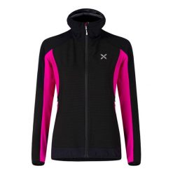 Bluza softshellowa damska Montura Premium Wind Hoody Jacket z kapturem. Czarne bluzy damskie MONTURA, bez wzorów, bez ramiączek, z kapturem. Za 429.99 zł.