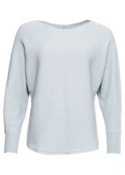 Sweter oversize z prążkowanej dzianiny. Niebieskie swetry nierozpinane damskie bonprix, bez wzorów, z dzianiny, bez kołnierzyka, bez ramiączek. Za 119.99 zł.