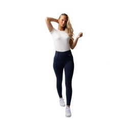 Damskie legginsy jeździeckie z pełną przyczepnością Horze Mira. Niebieskie legginsy damskie HORZE, bez wzorów, z materiału. Za 301.50 zł.