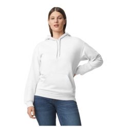 Bluza Z Kapturem Dla Dorosłych Unisex Softstyle Plain Fleece Midweight. Białe bluzy męskie GILDAN, m, bez wzorów, bez ramiączek, z kapturem. Za 112.99 zł.