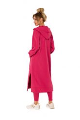 Długa Rozpinana Bluza z Kapturem - Koralowa. Pomarańczowe bluzy damskie MOE, l, bez wzorów, z bawełny, bez ramiączek, z kapturem. Za 387.89 zł.