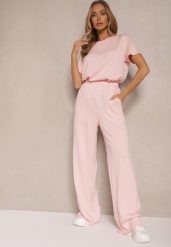Różowe Spodnie z Wiskozą o Szerokim Kroju z Cyrkoniami Zeleria. Czerwone spodnie materiałowe damskie Renee, bez wzorów, z jeansu, eleganckie. Za 119.99 zł.