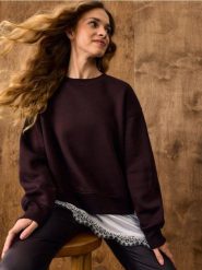 Bluza z bawełną z koronkową wstawką - brązowy. Brązowe bluzy damskie Sinsay, l, bez wzorów, z bawełny, bez ramiączek, bez kaptura. Za 49.99 zł.