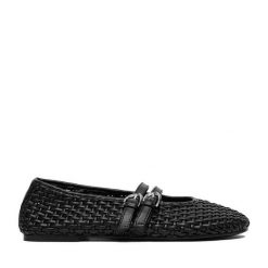 Baleriny JENNY. Czarne balerinki damskie Jenny, bez wzorów, bez obcasa, bez zapięcia. Za 139.99 zł.
