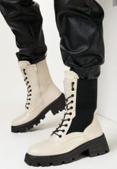 Beżowe Botki Workery z Elastyczną Cholewką Vegen. Brązowe botki damskie Born2be, bez wzorów, z jeansu, eleganckie, bez obcasa, na obcasie, bez zapięcia. Za 199.99 zł.