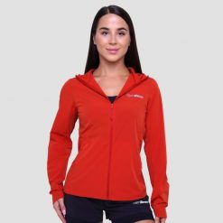 Kurtka damska bieganie z kapturem pomarańczowa Pulse. Brązowe kurtki sportowe damskie GYMBEAM, xl, bez wzorów, z elastanu, bez ramiączek, z kapturem, do biegania. Za 168.90 zł.