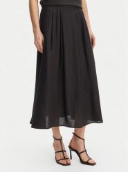 Marella Spódnica trapezowa Biada 2615101082 Czarny Regular Fit. Czarne spódnice damskie Marella, bez wzorów, ze lnu, trapezowe. Za 689.99 zł.