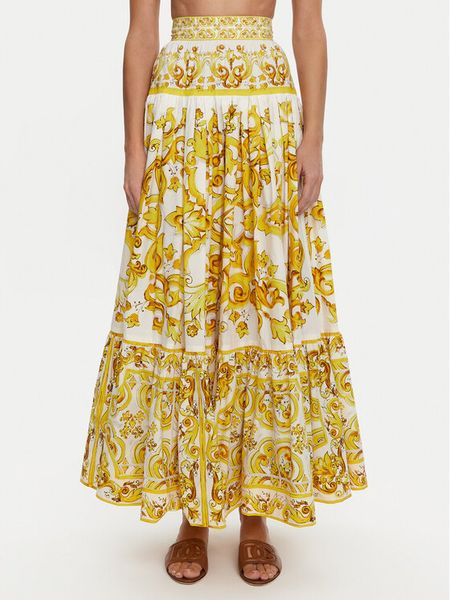 Dolce&Gabbana Spódnica maxi F4CX0T HH5A5 Żółty Regular Fit. Żółte spódnice damskie Dolce&Gabbana, bez wzorów, z bawełny, maxi. Za 4,999.00 zł.