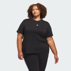 Koszulka Small Logo (Plus Size). Białe bluzki damskie Adidas, plus size, bez wzorów, z bawełny, casualowe, bez kołnierzyka, plus size, bez ramiączek. Za 109.00 zł.