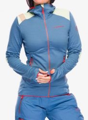 Bluza z kapturem damska La Sportiva Lucendro Thermal Hoody. Niebieskie bluzy damskie La Sportiva, l, bez wzorów, z materiału, bez ramiączek, z kapturem. Za 648.99 zł.