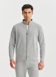 PAKO LORENTE - Szara bluza dresowa na suwak. Szare bluzy męskie Pako Lorente, xxl, bez wzorów, z bawełny, bez ramiączek, bez kaptura. Za 99.99 zł.