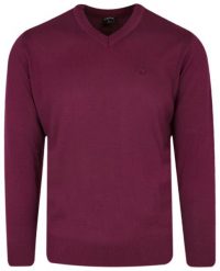 Sweter Różowy, Fuksjowy, Dekolt w Serek, V-neck, Męski -TRIKKO. Czerwone swetry męskie Trikko, m, bez wzorów, z tkaniny, biznesowe, bez kołnierzyka, bez ramiączek. Za 145.00 zł.