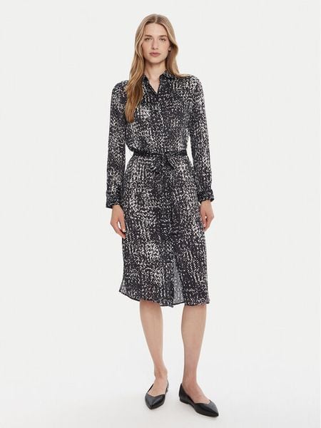 Calvin Klein Sukienka koszulowa LV044C060G Granatowy Regular Fit. Niebieskie sukienki damskie Calvin Klein, m, bez wzorów, z syntetyku, bez kołnierzyka, bez ramiączek, koszulowe. Za 379.99 zł.