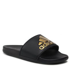 Klapki adidas. Czarne klapki damskie Adidas, bez wzorów, sportowe, bez obcasa, bez zapięcia. Za 169.99 zł.