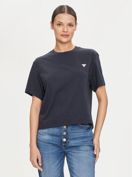 Guess Jeans T-Shirt W4YI05 K8HM0 Granatowy Regular Fit. Niebieskie t-shirty damskie Guess Jeans, xs, z aplikacjami, z bawełny, bez kołnierzyka, bez ramiączek. Za 79.99 zł.