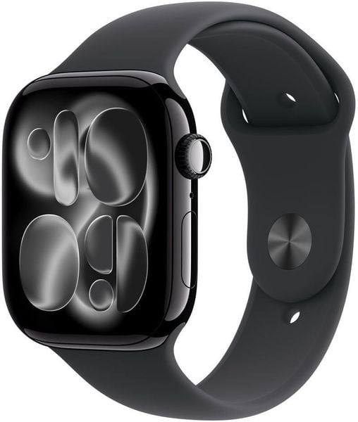 Smartwatch Apple Watch 11 GPS 46mm Jet Black Alu Sport Band S/M Czarny (MEUW4QN/A). Czarne zegarki smartwatch Apple, bez wzorów. Za 2,099.00 zł.