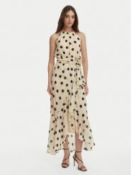 Marella Sukienka koktajlowa Fiero 2613221112 Beżowy Regular Fit. Brązowe sukienki damskie Marella, bez wzorów, z wiskozy, wizytowe, bez kołnierzyka, bez ramiączek. Za 1,879.00 zł.