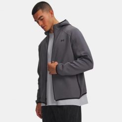 Kurtka polarowa UA Unstoppable z pełnym zamkiem Szary. Szare kurtki męskie Under Armour, l, bez wzorów, z materiału, z kapturem. Za 647.99 zł.