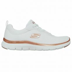 Obuwie Sportowe Damskie Skechers Mesh Lace-Up W Biały. Białe obuwie sportowe damskie Skechers, bez wzorów, z materiału, bez zapięcia, trekkingowe. Za 328.00 zł.