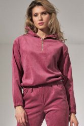 Sztruksowa Bluza na Stójce - Różowa. Czerwone bluzy damskie Figl, l, bez wzorów, z elastanu, bez ramiączek, bez kaptura. Za 229.00 zł.