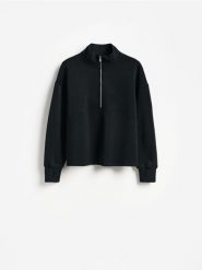 Bluza z dodatkiem modalu - czarny. Czarne bluzy damskie Reserved, l, bez wzorów, z dzianiny, bez ramiączek, bez kaptura. Za 129.99 zł.