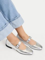 Lasocki Baleriny CEO-RST-ROMI-94 Srebrny. Szare balerinki damskie Lasocki, bez wzorów, ze skóry, bez obcasa, bez zapięcia. Za 169.99 zł.