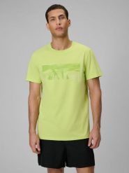 4F T-shirt reagular z nadrukiem męski - zielony XL. Zielone t-shirty męskie 4F, m, bez wzorów, z bawełny, bez kołnierzyka, bez ramiączek. Za 59.99 zł.