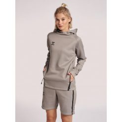 Damska bluza z kapturem Hummel Cima Xk. Szare bluzy damskie Hummel, s, bez wzorów, z dresówki, eleganckie, bez ramiączek, z kapturem. Za 241.40 zł.